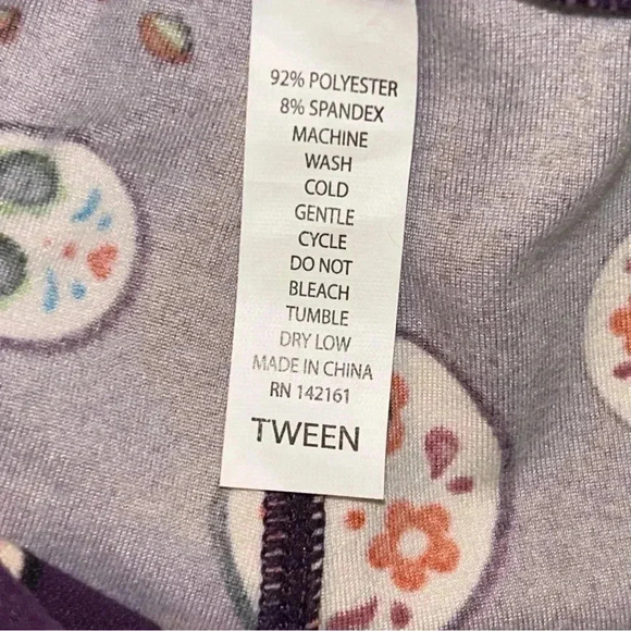 Lularoe Tween Leggings Halloween Skulls Floral All Over Print Purple Background - Picture 5 of 8